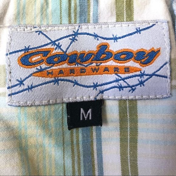 Cowboy Hardware Plaid White Green Short Sleeve Shirt sz M - Picture 12 of 12